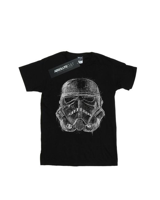 Star Wars Black Stormtrooper Scribble Helmet T-Shirt Cotton for men