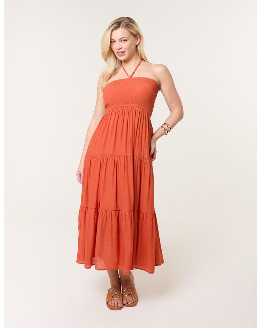 Blue Vanilla Bandeau Tiered Midi Dress