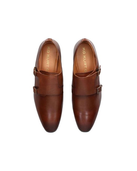 KG by Kurt Geiger Brown Leather Silas Double Monk for men