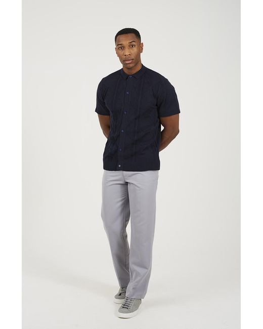 Brave Soul Blue Revere Collar Knitted Polo Shirt for men