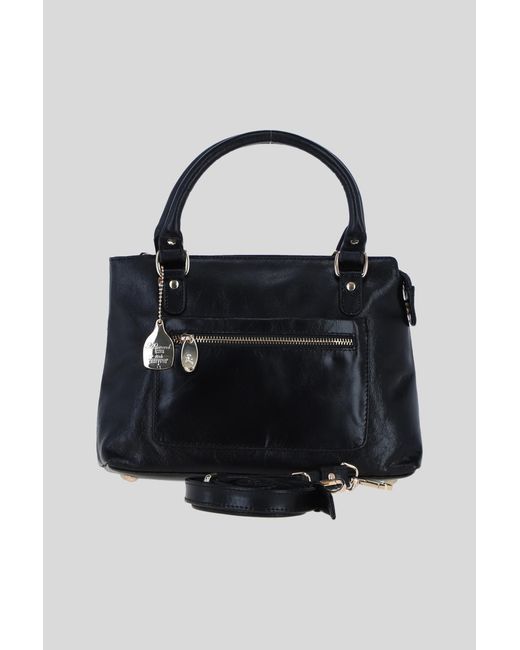Ashwood Leather Black Real Handbag With Detachable Crossbody Strap