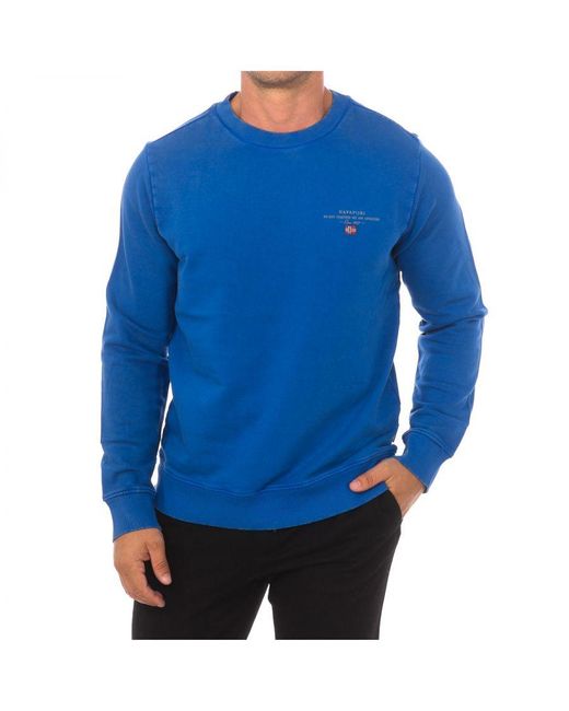 Napapijri Blue Belbas Long-Sleeved Crew-Neck Sweatshirt Np0A4Gb7 for men