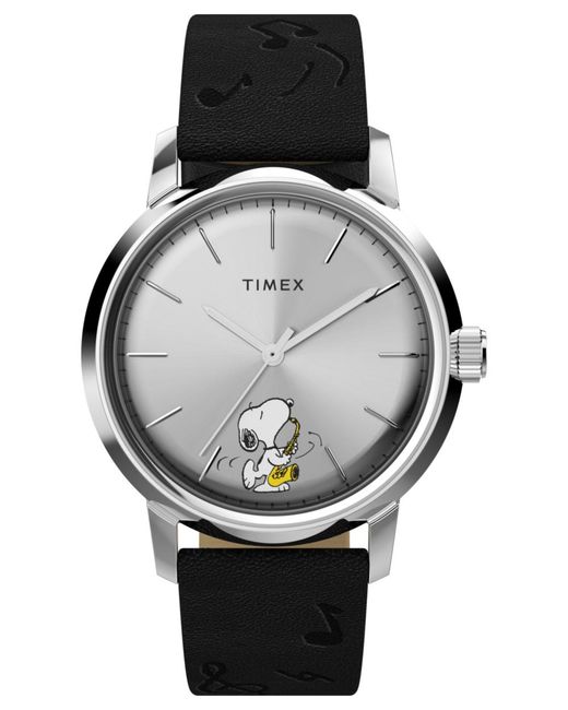 Timex Black X Peanuts Marlin Saxophonist Watch Tw2W68800 Leather for men