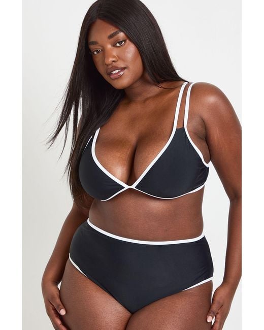 Boohoo Blue Plus Contrast High Leg Bikini Set