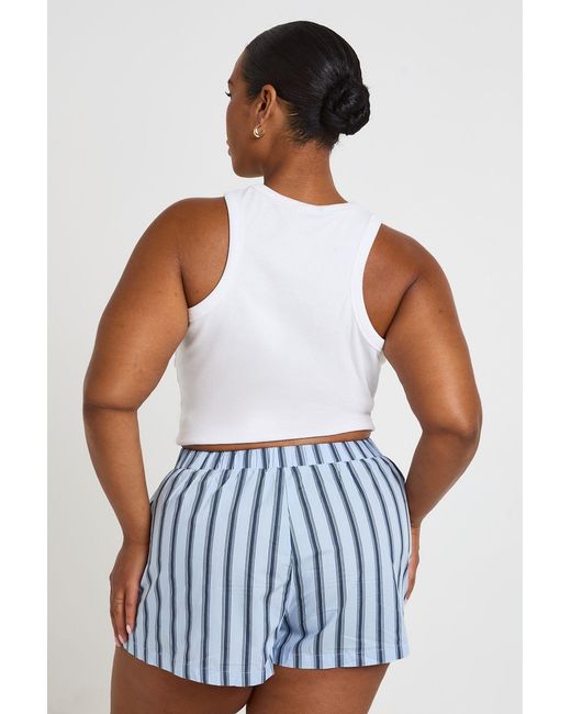 Boohoo Blue Plus Stripe Flippy Shorts