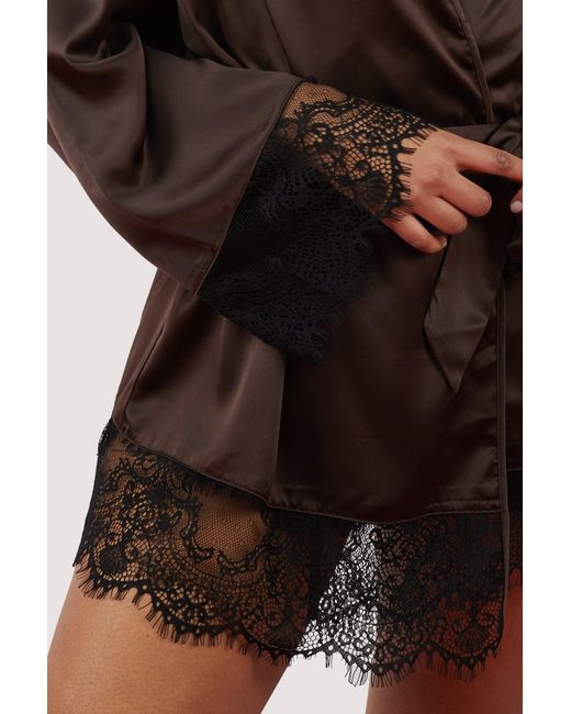 Wolf & Whistle Black Alaia Caged Kimono Satin