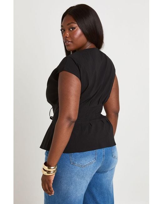 Boohoo Black Plus Super Stretch Tie Detail Top