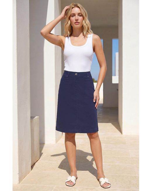 Roman Blue A-Line Bengaline Stretch Skirt
