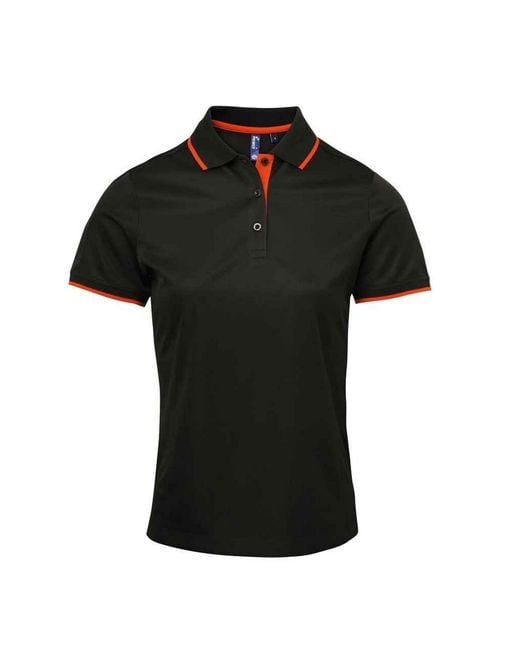PREMIER Black Ladies Coolchecker Contrast Pique Polo Shirt