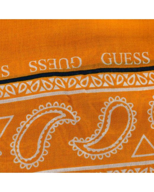 Guess Orange Printed Scarf With Frayed Contours Am8764mod03 Man Rayon for men