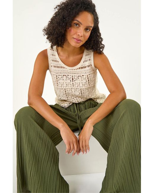 Roman Green Crochet Knit Vest