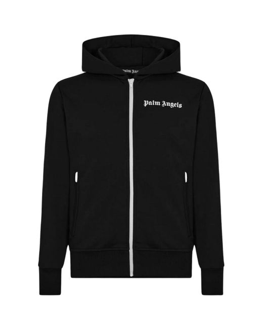 Palm Angels Black Classic Track Hooded Jacket for men
