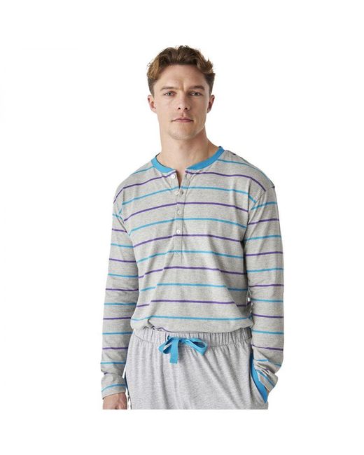 J&j Brothers Gray Long-Sleeved Cotton Pajamas With A Half-Zip Jjbep5500 for men