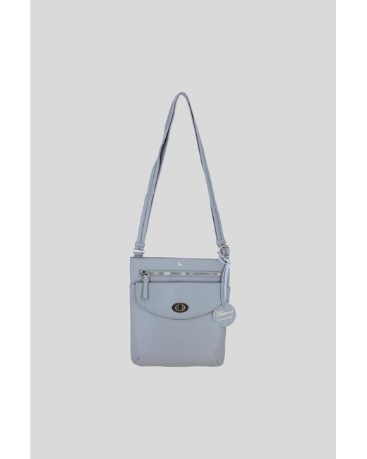 Ashwood Leather Gray Flat Crossbody Bag With Adjustable Strap