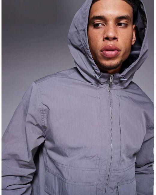 ASOS Blue Windbreaker Jacket With Hood for men