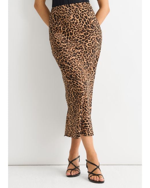 Gini London Black Animal Print Midi Skirt