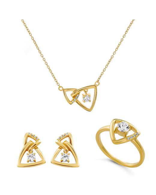 Orphelia 'santorini' Dames 925 Sterling Zilveren Set: Ketting + Oorbellen + Ring in het Metallic