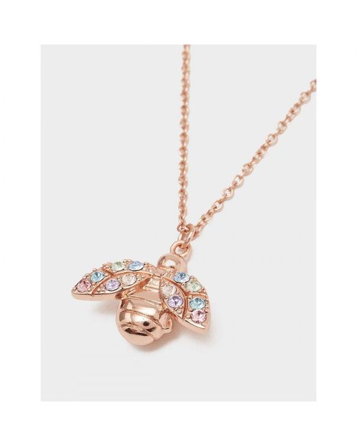 Olivia Burton White Accessories Crystal Bee Pendant Necklace