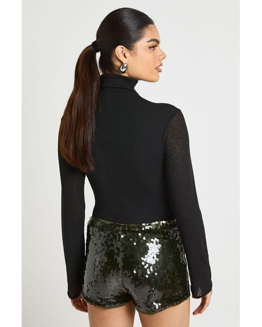 Boohoo Black Sequin Micro Short