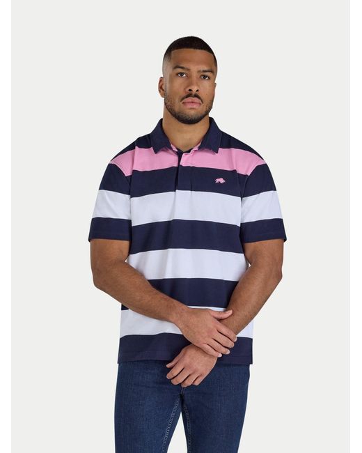 Raging Bull Blue Irregular Stripe Rugby for men