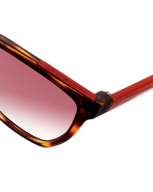 Calvin Klein Red Acetate Sunglasses With Rectangular Shape Ckj757S