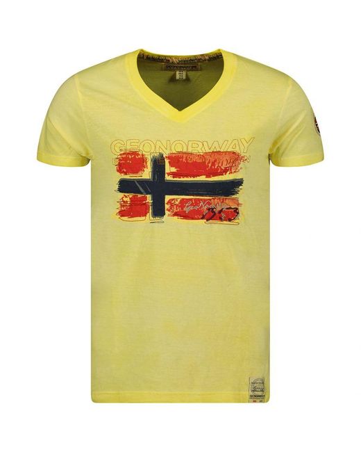 GEOGRAPHICAL NORWAY Yellow Short Sleeve T-Shirt Sw1561Hgn for men
