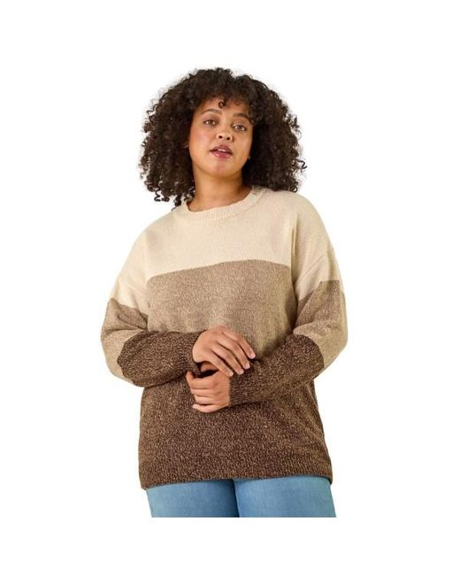 Roman Brown Curve Ombre Stripe Knit Jumper
