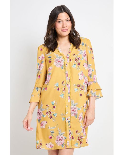 Wallis Yellow Floral Ruffle Shift Dress