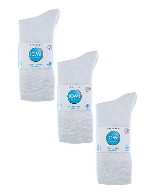 IOMI White 6 Pack Diabetic Bamboo Socks for men