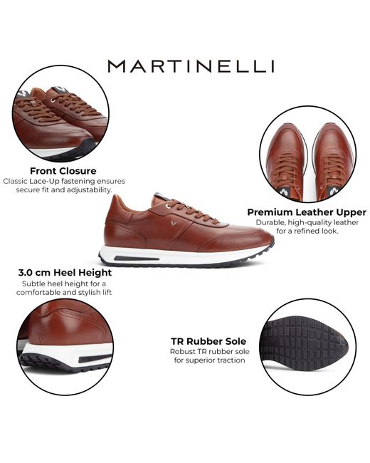 Infinity Leather Red Martinelli Sneakers Trainer Lace-Up Shoes for men