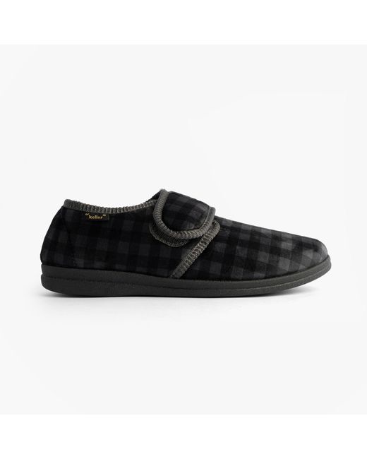Dr Keller Black Darren Velc Touch Fasten Slippers Textile for men