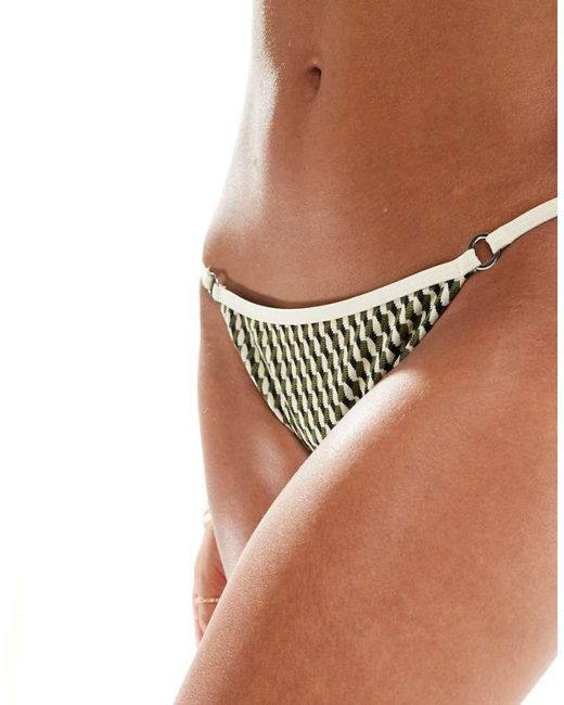 Accessorize Brown Geo Print Contrast Trim Bikini Bottom