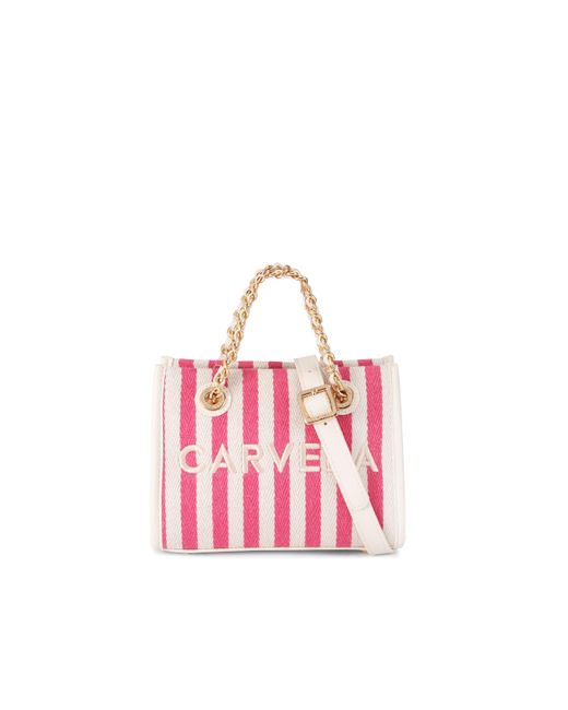 Carvela Kurt Geiger Pink Canvas Sorrento Micro Stripe Bag