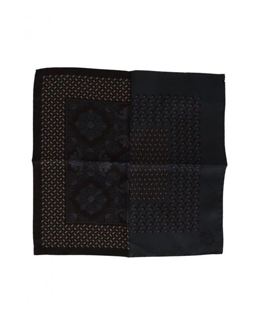 Dolce & Gabbana Black Patterned Silk Pocket Square Handkerchief for men