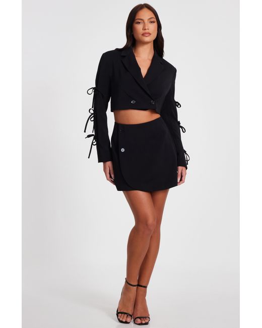Quiz Wrap Mini Skirt in Black Lyst UK