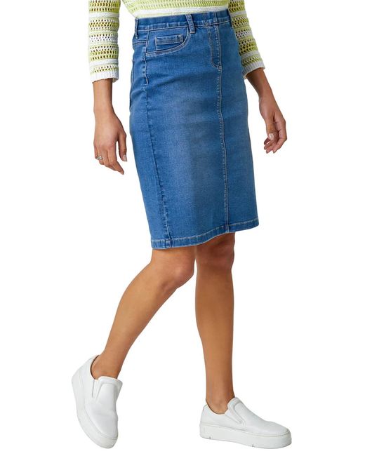Roman Blue Cotton Denim Stretch Skirt