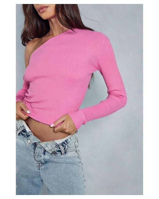 MissPap Pink Fine Knit Cold Shoulder Top