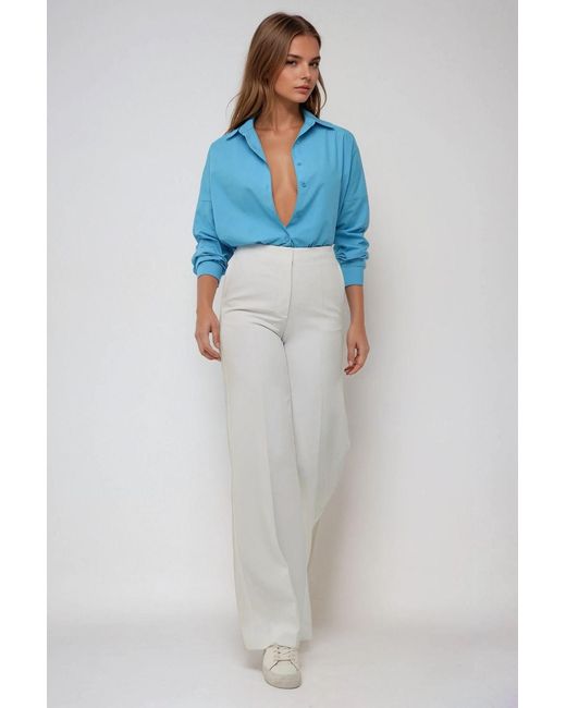 Hiccup Blue Classic Long Sleeve Cotton Shirt