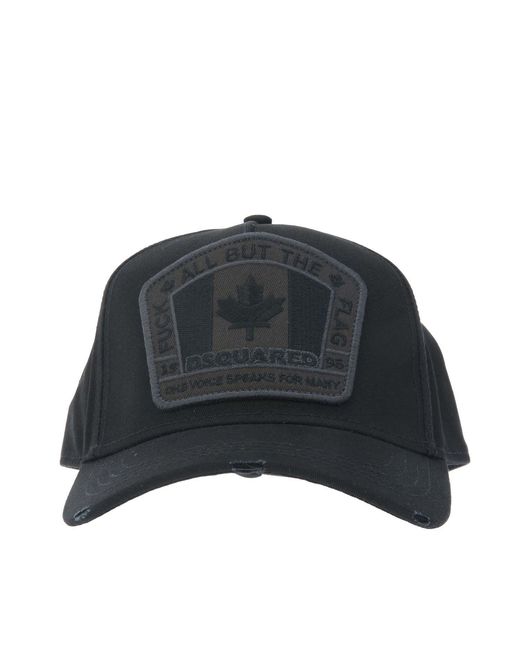 DSquared² Black Accessories Flag Baseball Cap for men