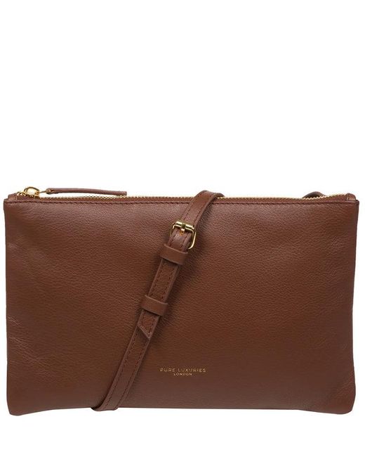 Pure Luxuries Brown 'Anya' Dark Nappa Leather Cross Body Bag