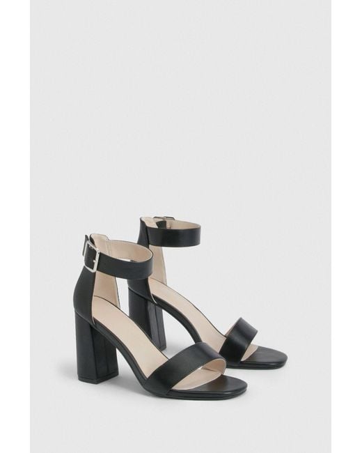 Boohoo Black Wide Fit Buckle Detail 2 Part Block Heels