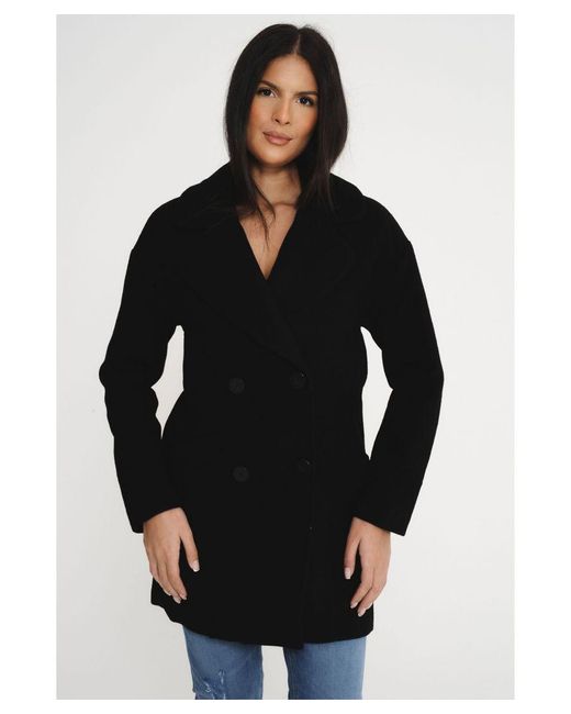 Elle 's Wool Reefer Jacket In Black