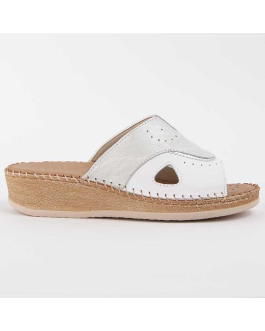 Purapiel White Wedge Sandal Leida3 Leather