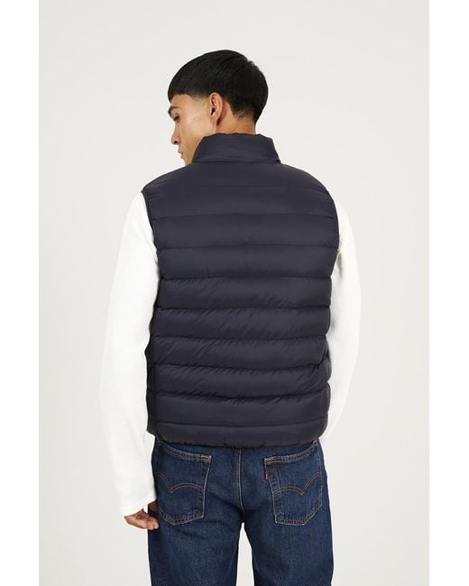 Brave Soul Blue Lightly Padded Quilted Gilet for men