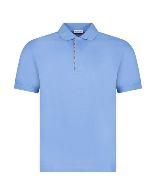 Burberry Blue Hartford Zip Polo Shirt for men