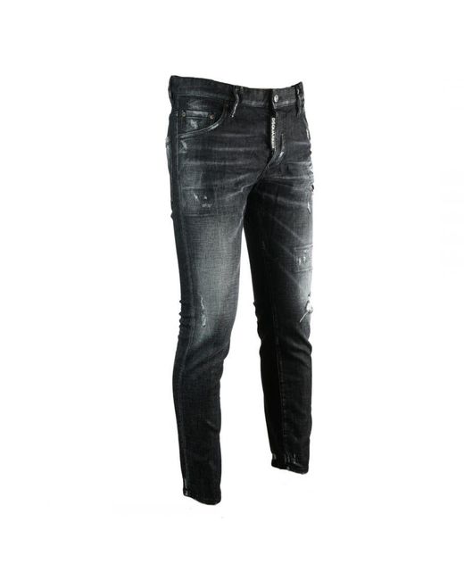 DSquared² Skater-jeans Verontruste Zwarte Spijkerbroek in het Black voor heren