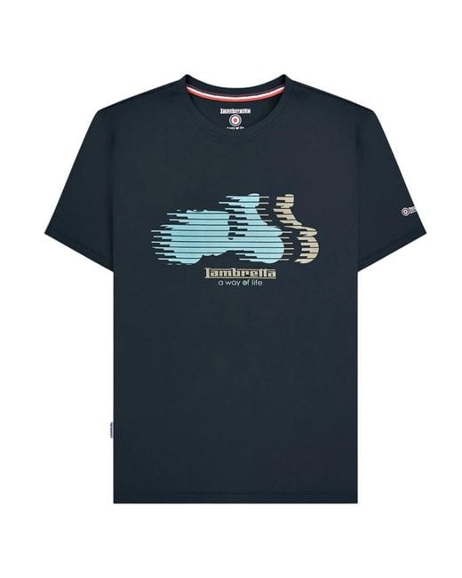 Lambretta Blue Scooter Blur T-Shirt Cotton for men