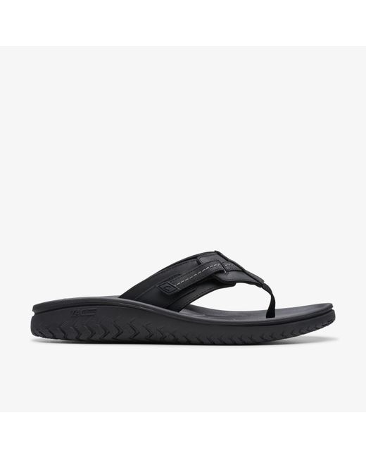 Clarks Black Wesley Sun Leather Sandals for men