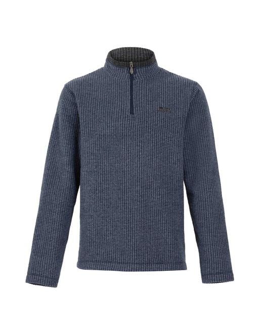 Weird Fish Blue Grid Embroidered Eco Friendly Fleece Pullover for men