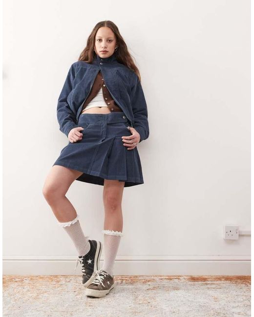 Reclaimed Vintage Blue Cord Bomber Jacket Co-Ord